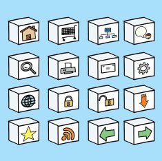 Drawn Internet Icon Cube Set