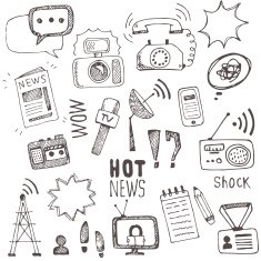 Vector doodle journalism icons collection N2