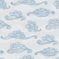Curled clouds seamless pattern
