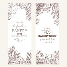 Set of sketched bakery frames Bread collection Vector illustration N4