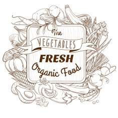 Outline hand drawn sketch vegetable wooden frame (flat style th N3