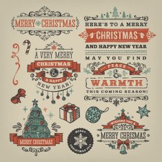 Hand Drawn Christmas Labels & Badges N21
