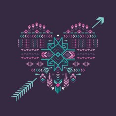 Tribal Heart - Vintage Aztec Background hand drawn