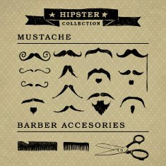 Hipster mustache set on the vintage background