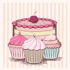 Vintage card with cupcakes N2