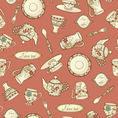 Retro seamless pattern with dishware N2