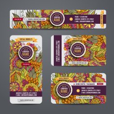 vector templates set with doodles floral theme