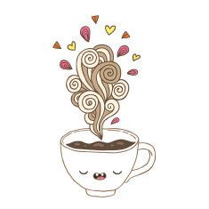 Cute cartoon coffee cup with doodle steam N2