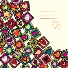 Unique abstract pattern card set with hearts in frames N4