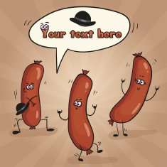 Cartoon Characters Funny Sausages N2