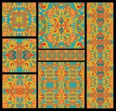 Set of seamless decorative elements in oriental style