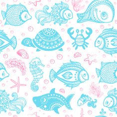 Vector set of fish and shells N3
