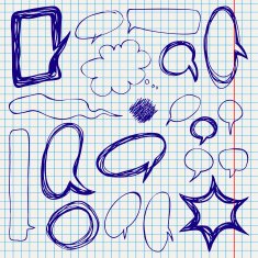 Vector Speech Bubbles Doodles on Notepaper