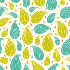 Seamless retro pattern with striped decorative curly drops