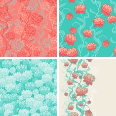 Seamless patterns with abstract flowers
