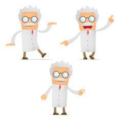 Set Of Funny Cartoon Scientist N3