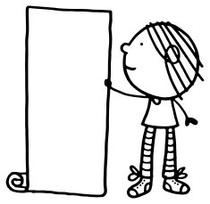 Girl holding a tall blank list N2