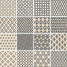 Basic Doodle Seamless Pattern Set No 3 in black and white