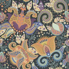 Seamless pattern with fantastic colorful flowers N3