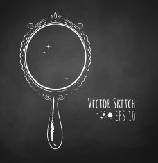 Chalked vector sketch of vintage mirror