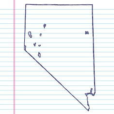 Vector Sketchy Map on White Lined Paper Background Nevada