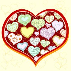 Fancy Hearts inside a heart shape frame