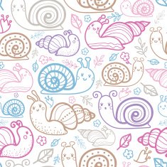 Cute smiling snails seamless pattern background N2