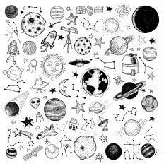 Set of planets icon hand drawn vector illustration N10