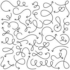 Vector Collection of Doodled Squiggly Arrows N2