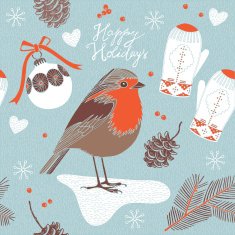 Christmas illustration - robin bird