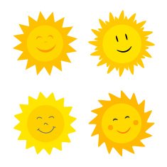 Suns with smile illustrations