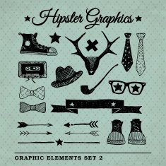 Hipster graphic set on the vintage background N5
