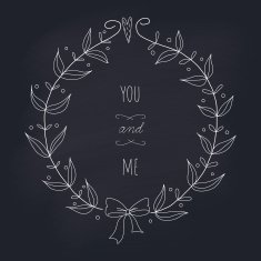 Hand drawn wedding wreath on chalkboard N2