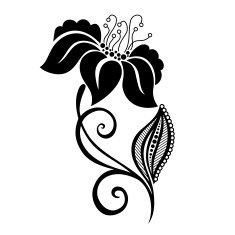 Beautiful Decorative Flower with Leaves (Vector) N18