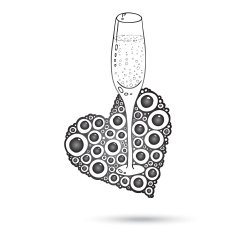Wine Glass With The Doodle Circular Pattern Grunge Background N9