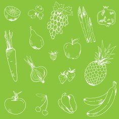 Seamless background with vegetables and fruit in vector N3