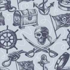 Hand drawn pirate seamless pattern free image download