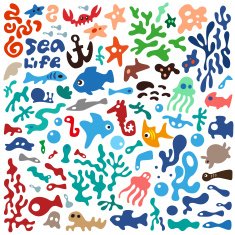 sea life - vector icons