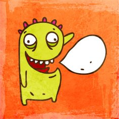 Monster With Speech Bubble on Grunge Background N2