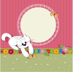 nice design frame with a kitten