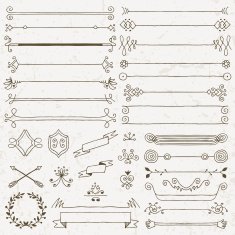 Vintage hand drawn design elements set 1 Vector illustration