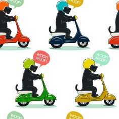 Scottie on scooter pattern