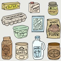 Dairy food in black and white - Illustration N2