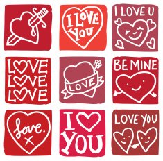 Love and romance block icons