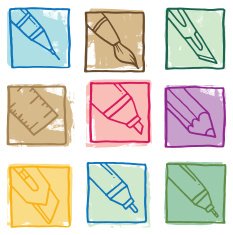 Retro craft icon blocks