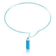 Blue Pencil Drawing Oval Speech Balloon