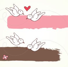 Hand drawn love birds banner