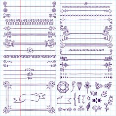 Vintage hand drawn design elements set 5 Vector illustration