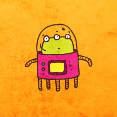 Alien in space suit Cartoon Illustration Doodle Design Paper Background