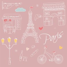 Paris symbols postcard hand drawn N2